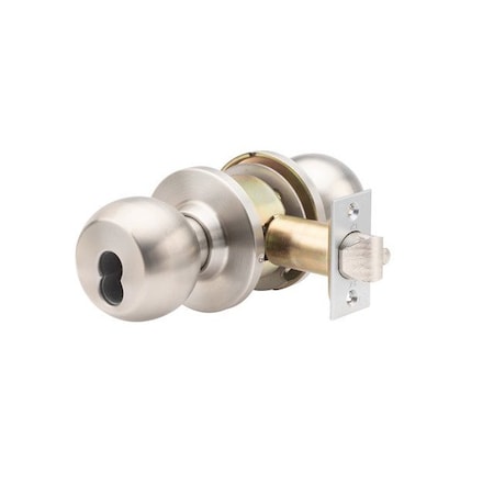 Trans Atlantic Co. Heavy-Duty Stainless Steel Grade 1 Commercial Classroom Door Knob with Lock and IC Core DL-HVB70IC-US32D